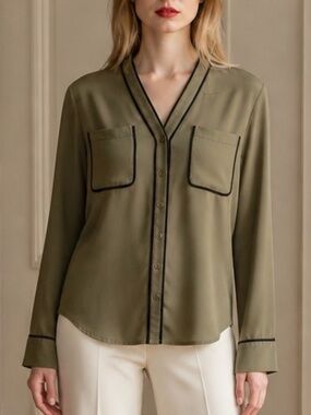 Express Portofino Shirt | Olive Green w/ Black Trim | XS